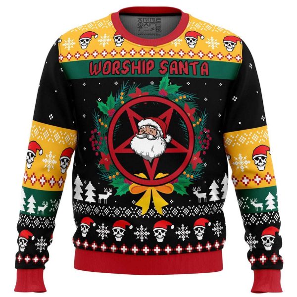 Comfimerch Worship Santa Ugly Christmas Sweater, Best Gift For Christmas 2023