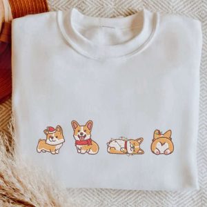 Corgi Dog Christmas Embroidery Sweatshirt, Unisex…