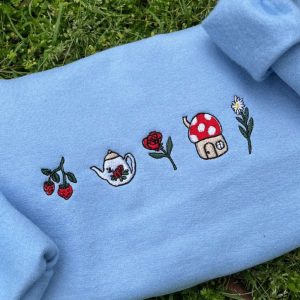 Cottagecore Embroidered Sweatshirt 2D Crewneck Sweatshirt…