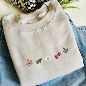 Cottagecore Embroidered Sweatshirt Crewneck Sweatshirt For…