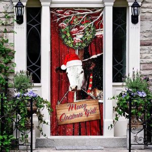 cow merry christmas door cover funny cow door cover christmas home decor porch home holidays decorations hn 3.jpeg