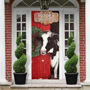 cow merry christmas door cover funny cow door cover christmas home decor porch home holidays decorations hn 4.jpeg