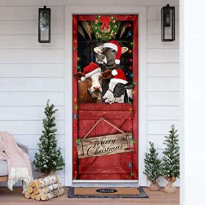 cow merry christmas door cover funny cow door cover christmas home decor porch home holidays decorations hn 5.jpeg