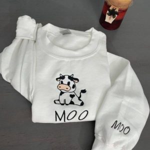 cow moo embroidered sweatshirt 2d crewneck sweatshirt gift for family sws3927.jpeg