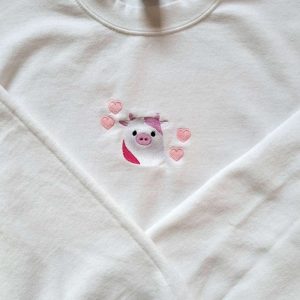 cow pink embroidered sweatshirt 2d crewneck sweatshirt gift for family sws3933 1.jpeg