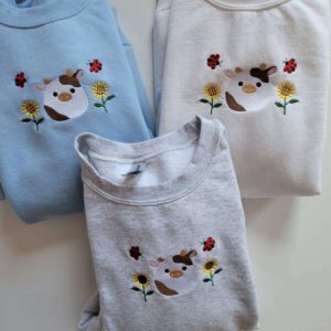 cow sunflower embroidered sweatshirt 2d crewneck sweatshirt gift for family sws3932 2.jpeg