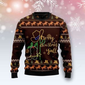 Cowboy Boots Ugly Christmas Sweater For…