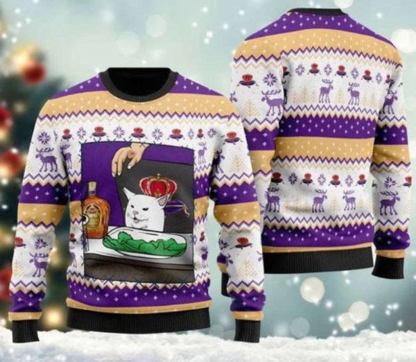 Crown Royal Cat Meme Ugly Christmas Sweater, Gift For Men And Women