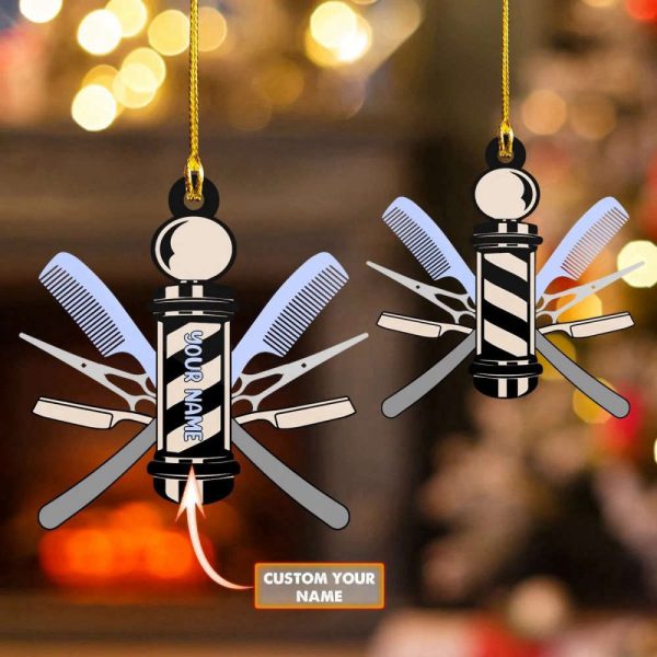 Custom Barber Ornament 2023 Hanging Christmas Ornaments Personalized Barber Gifts