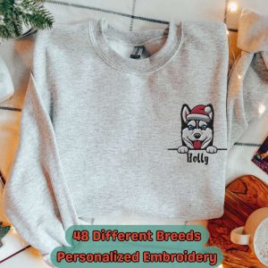 Custom Christmas Dog Embroidered Sweatshirt, Personalized…