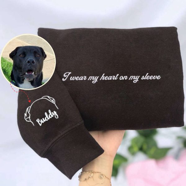 Custom Dog Ear Embroidered Sweatshirt 2D Crewneck Sweatshirt Gift For Dog Lovers