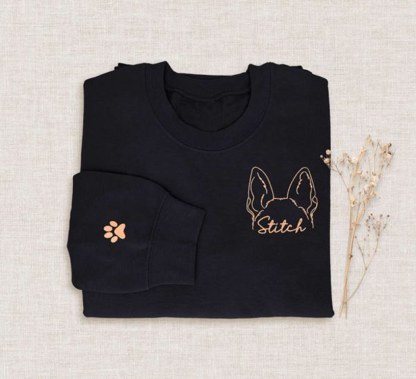 Custom Embroidered German Shepherd Sweatshirt, Embroidered Crewneck For Dog Owner