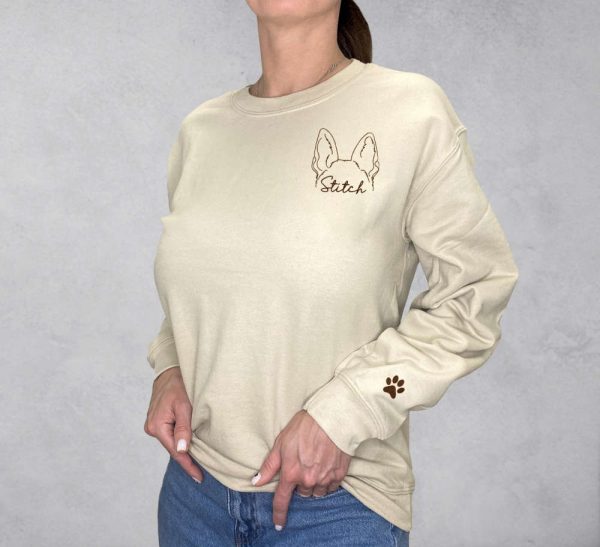 Custom Embroidered German Shepherd Sweatshirt, Embroidered Crewneck For Dog Owner