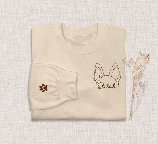 Custom Embroidered German Shepherd Sweatshirt, Embroidered Crewneck For Dog Owner