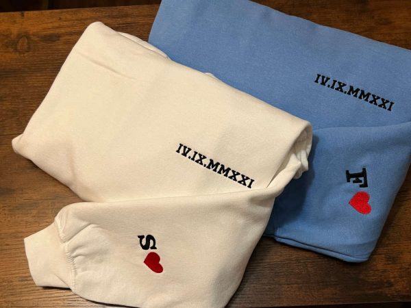 Custom Embroidered Roman Numeral Sweatshirts, Personalized Couples Gifts