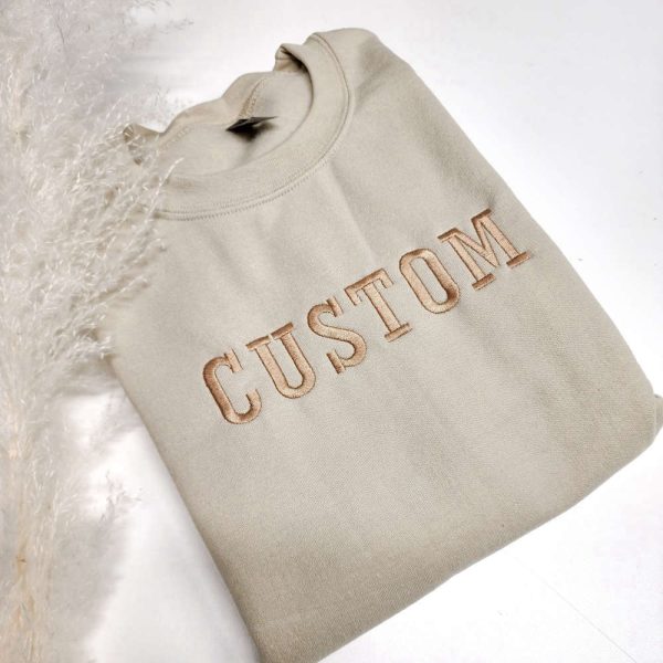 Custom Embroidered Sweatshirt, Custom Embroidered Varsity Crewneck For Family