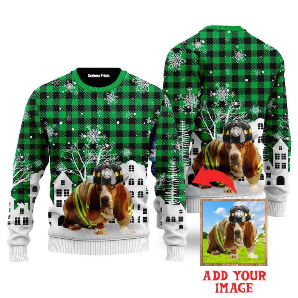 Custom Photo Dog In Christmas City Custom Christmas Sweaters For Men & Women