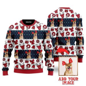 Custom Photo Dog Wears Christmas Red…