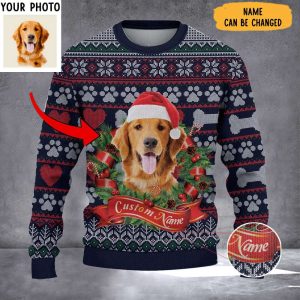 Custom Photo Golden Retriever Ugly Christmas…