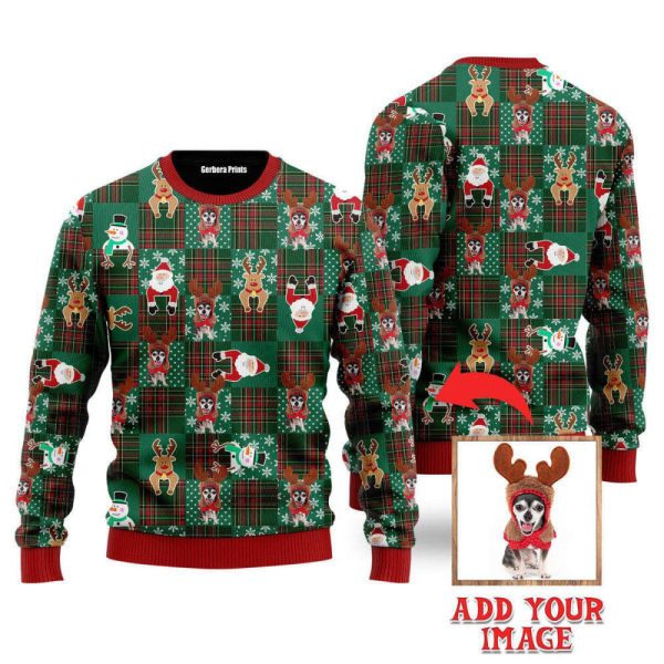 Custom Xmas Dog Santa And Deer Custom Christmas Sweaters For Men & Women