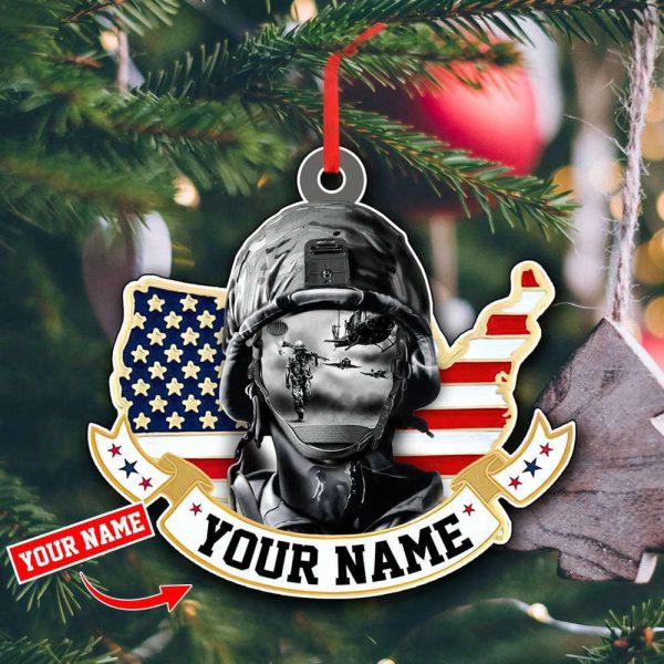 Customized American Veteran Ornament Memorial US Military Ornament Christmas Hanging Decor