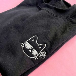 Cute Cat Emojis Embroidered Sweatshirt 2D…