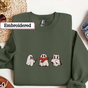 Cute Cat Lover Embroidered Sweatshirt 2D…