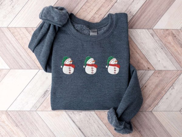 Cute Christmas Embroidered Sweatshirt 2D Crewneck Sweatshirt For Men And Women