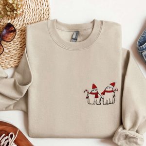 Cute Christmas Ghost Halloween Embroidered Sweatshirt For Men And Women