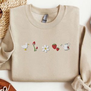 cute cottage core embroidered sweatshirt 2d crewneck sweatshirt for men and women sws2895 1.jpeg