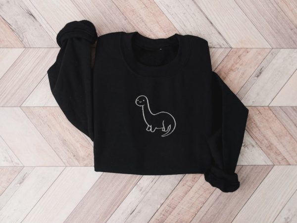 Cute Dinosaur Embroidered Sweatshirt 2D Crewneck Sweatshirt Gift For Family