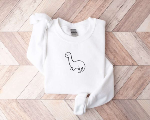 Cute Dinosaur Embroidered Sweatshirt 2D Crewneck Sweatshirt Gift For Family