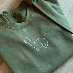 Cute Dinosaur Embroidered Sweatshirt 2D Crewneck…