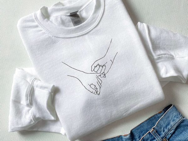 Cute Embroidered  Sweatshirt 2D Crewneck Sweatshirt For Family