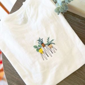 Cute Floral Potted Plants Embroidered Sweatshirt…