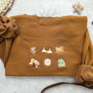 Cute Frog Embroidered Sweatshirt 2D Crewneck…