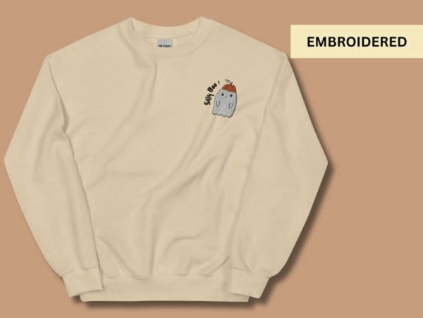 Cute Ghost Embroidered Sweatshirt 2D Crewneck Sweatshirt  For Men And Women