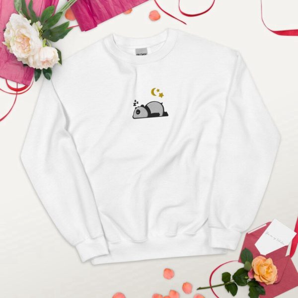 Cute Panda Embroidered Sweatshirt 2D Crewneck Sweatshirt Gift For Family