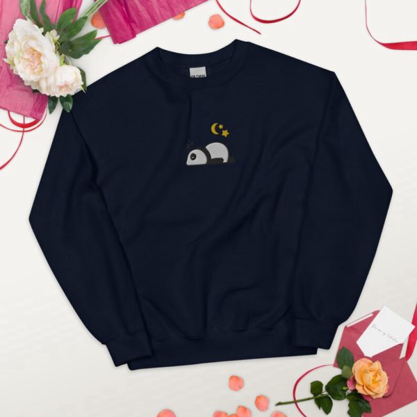 Cute Panda Embroidered Sweatshirt 2D Crewneck Sweatshirt Gift For Family