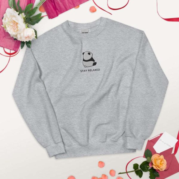 Cute Panda Embroidered Sweatshirt 2D Crewneck Sweatshirt Gift For Family