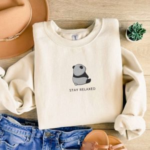 Cute Panda Embroidered Sweatshirt 2D Crewneck…