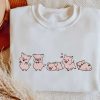 Cute Pigs Embroidered   Sweatshirt 2D Crewneck Sweatshirt For Men Women