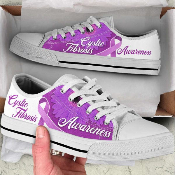 Cystic Fibrosis Shoes Awareness Ribbon Low Top Shoes Canvas Shoes