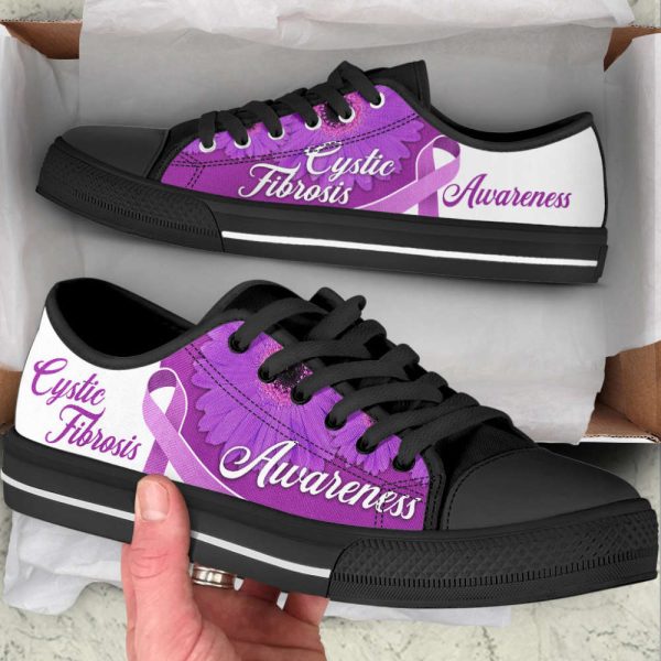Cystic Fibrosis Shoes Awareness Ribbon Low Top Shoes Canvas Shoes