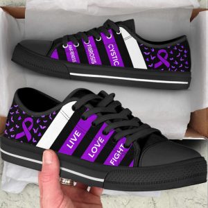cystic fibrosis shoes plaid low top shoes canvas shoes best gift for men and women cancer awareness.jpeg