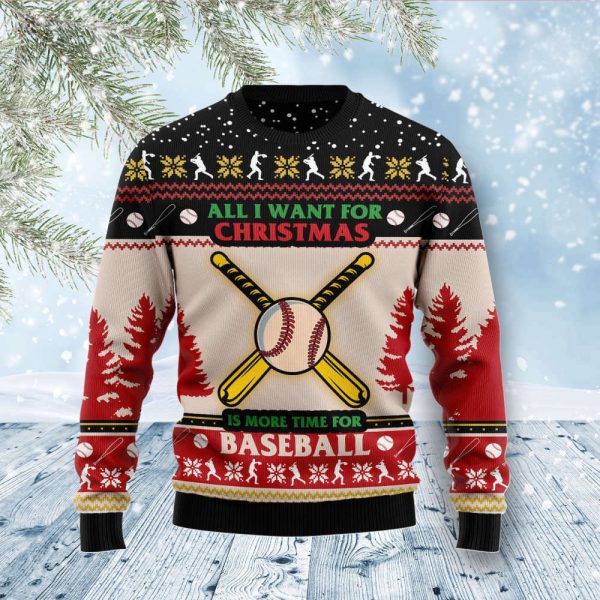 D1311 Time for Baseball Ugly Christmas Sweater by Noel Malalan