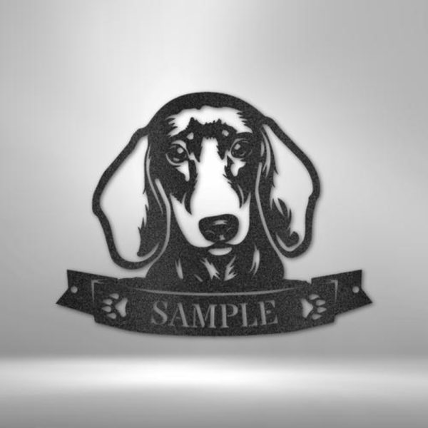 Dachshund Dog Face Custom Name Laser Cut Metal Sign Gift For Dog Lover
