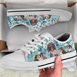 dachshund dog flowers pattern low top shoes canvas sneakers casual shoes for men and women dog mom gift.jpeg