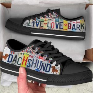 dachshund dog live love bark license plates low top shoes canvas sneakers casual shoes for men and women dog mom gift 1.jpeg