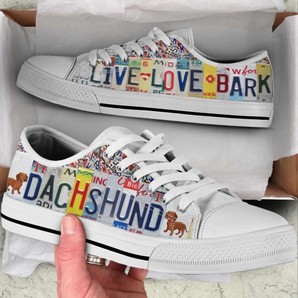Dachshund Dog Live Love Bark License Plates Low Top Shoes